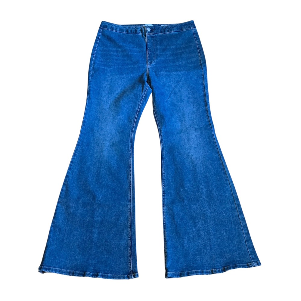 True Craft Seam Back Flare Bell Bottom Jeans Womens 14R Medium Wash Stretch